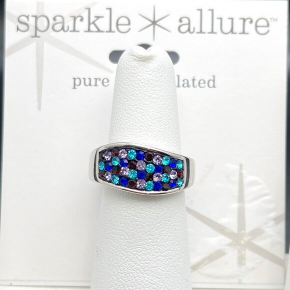 NWT Sparkle Allure Pure Silver Plated Crystal Ring Size 8  **NEW** - Picture 1 of 3